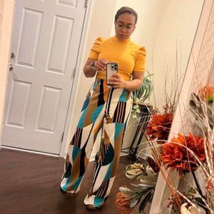 NWOT | High Waist Geo Print Wide Leg Pants | Size M